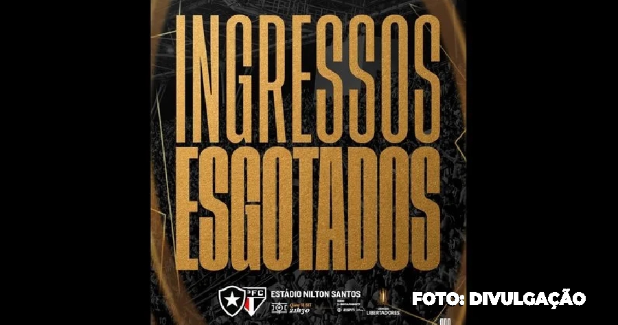 Ingressos esgotados para Botafogo x São Paulo nas quartas da Libertadores