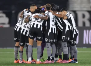 Elenco do Botafogo celebra vitória que aumenta chance de vaga na Libertadores.