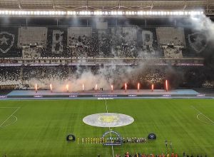 Arquibancadas do Nilton Santos com público reduzido em jogo do Botafogo
